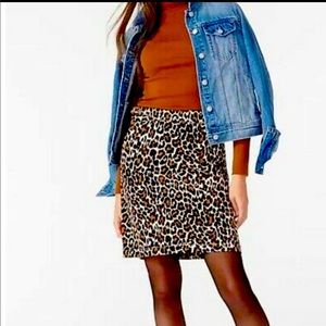 J. Crew Buckle Mini Skirt in Leopard Corduroy NWT